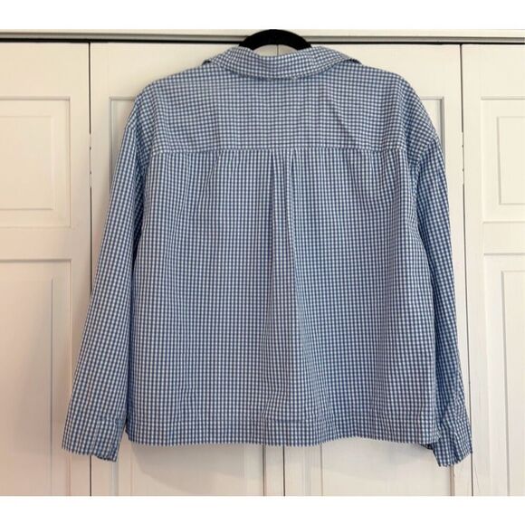 Gap oversized blue gingham cropped altered button down blouse large - Picture 8 of 8